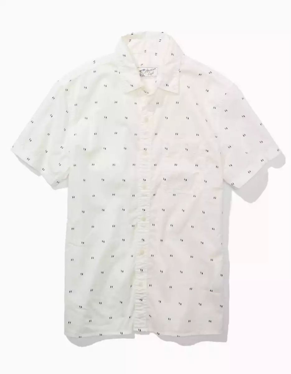 Hauts Flanelle American Eagle AE Micro Dot Button-Up Resort Shirt Blanche Homme | GGE-89631316